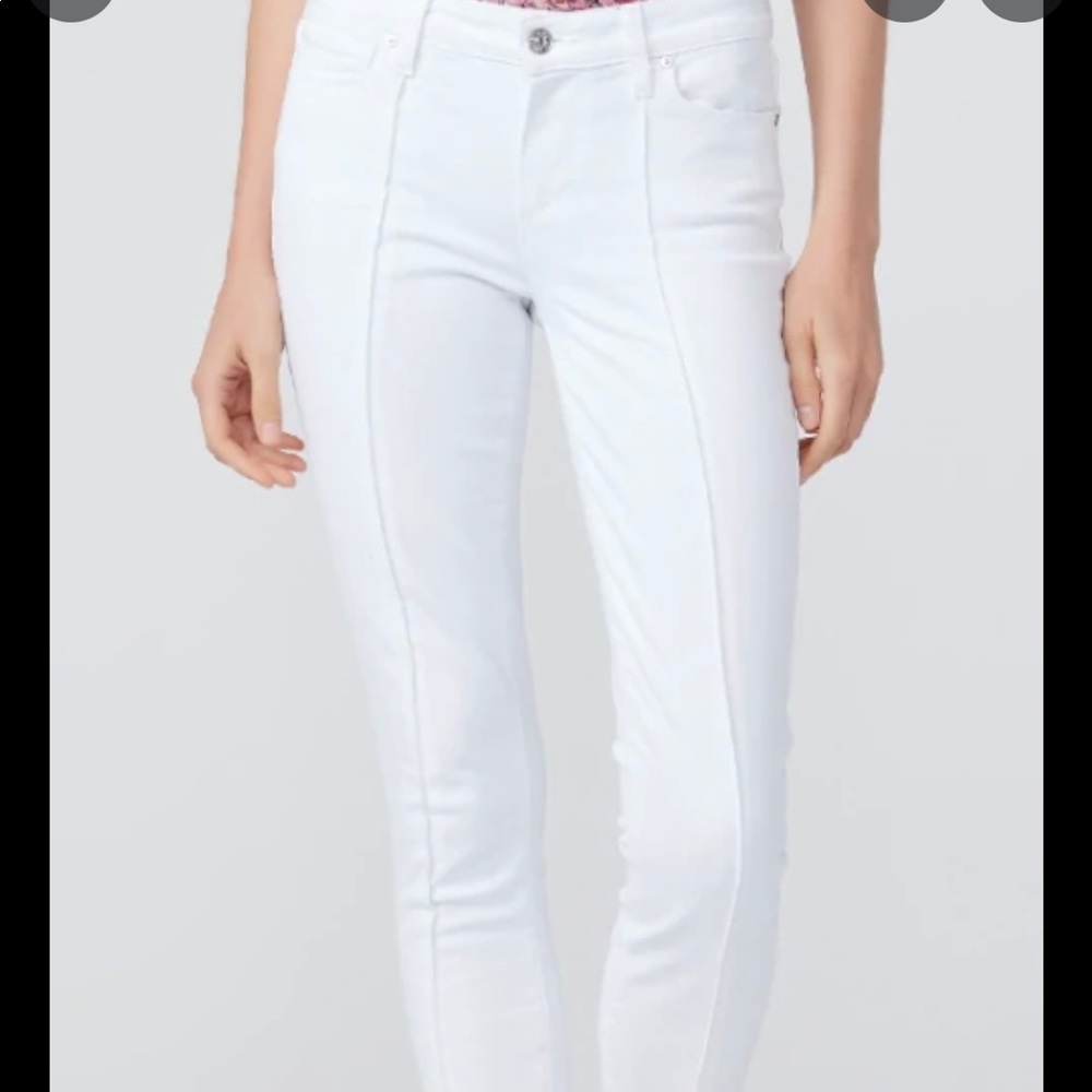 Paige White Mid Rise Ultra Skinny Verdugo Pintuck Jeans
